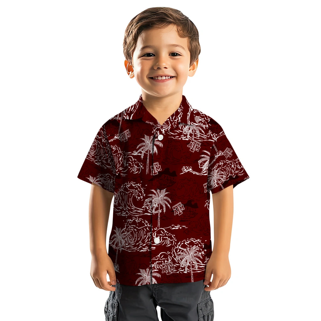 Texas A&M Aggies Hawaiian Shirt - Wave Palm | Hula Hawaiian Shirts