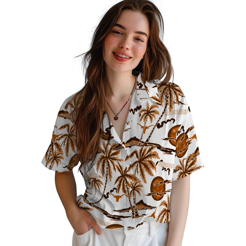 Texas Longhorns Hawaiian Shirt - Palm Sunset | Hula Hawaiian Shirts