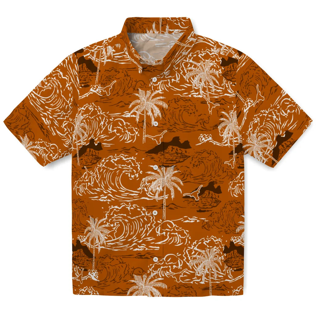 Texas Longhorns Hawaiian Shirt - Wave Palm | Hula Hawaiian Shirts