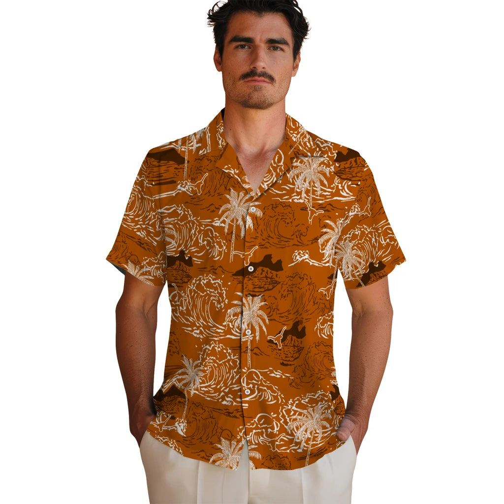 Texas Longhorns Hawaiian Shirt - Wave Palm | Hula Hawaiian Shirts