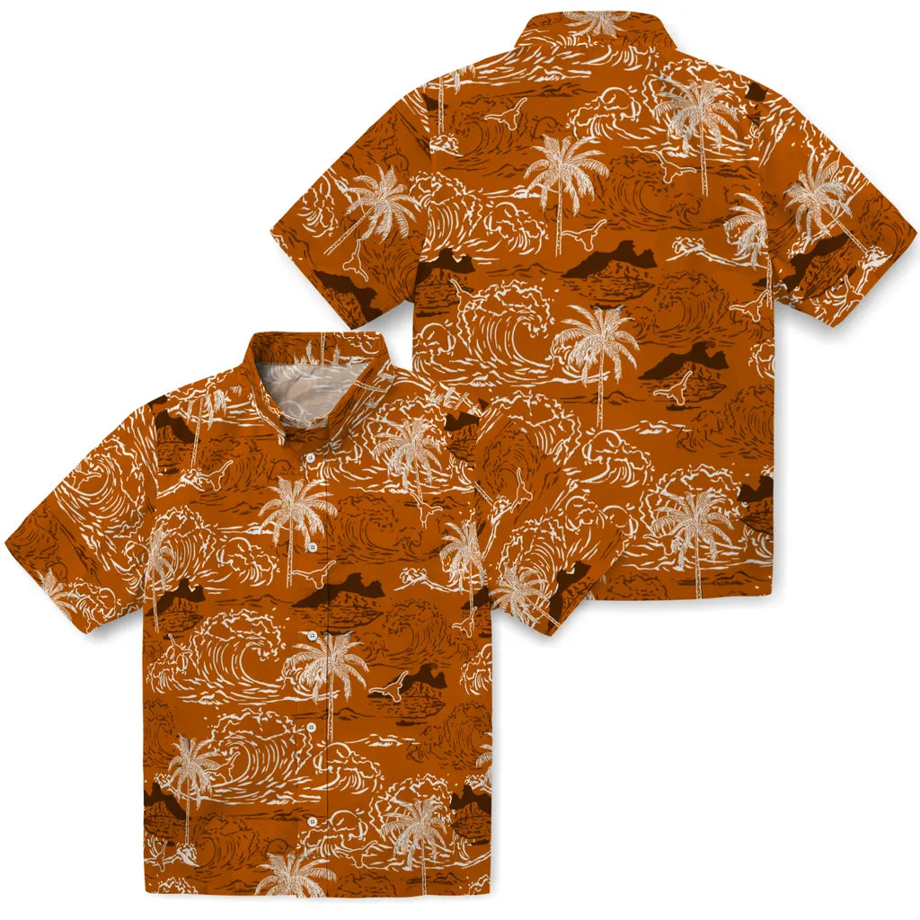 Texas Longhorns Hawaiian Shirt - Wave Palm | Hula Hawaiian Shirts