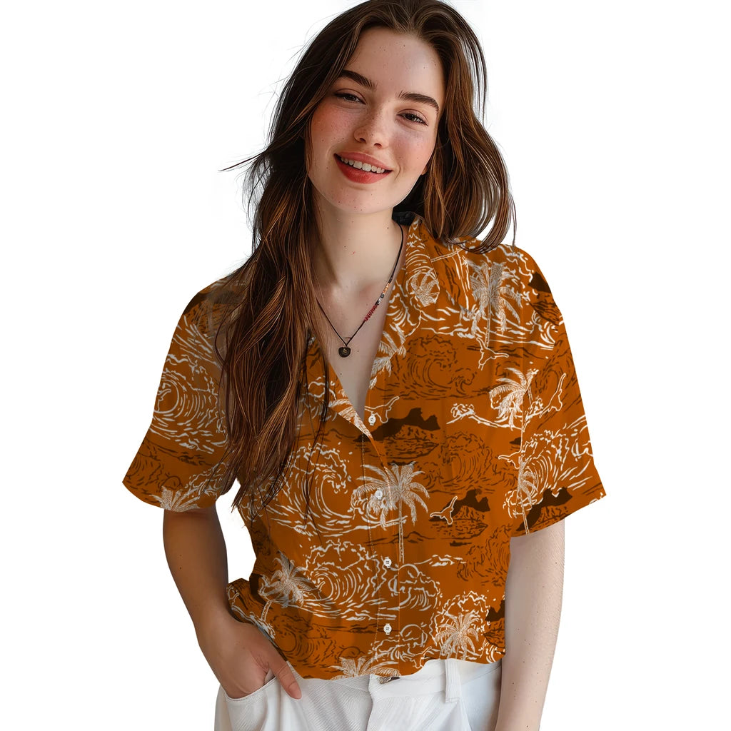 Texas Longhorns Hawaiian Shirt - Wave Palm | Hula Hawaiian Shirts