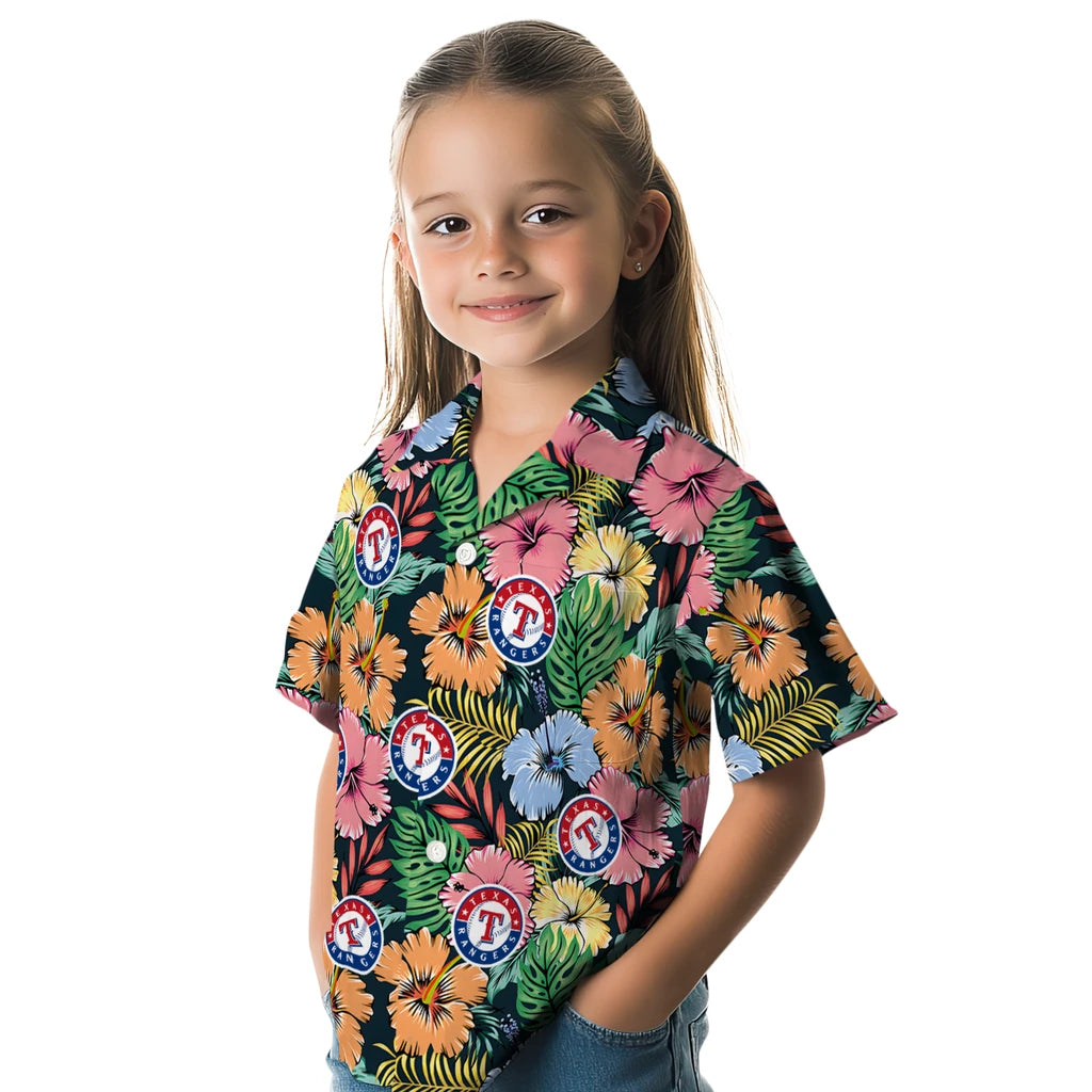 Texas Rangers Hawaiian Shirt - Brilliant Hibiscus Garden | Hula Hawaiian Shirts