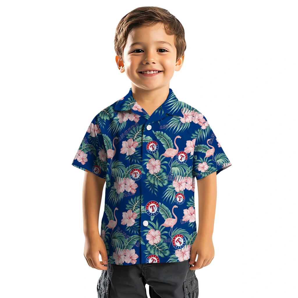 Texas Rangers Hawaiian Shirt - Flamingo and Hibiscus | Hula Hawaiian Shirts