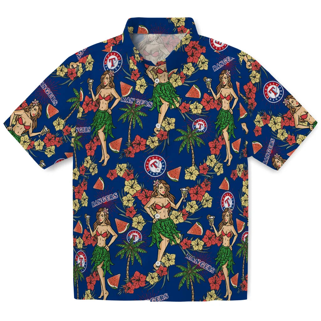 Texas Rangers Hawaiian Shirt - Hawaiian Girls Design | Hula Hawaiian Shirts