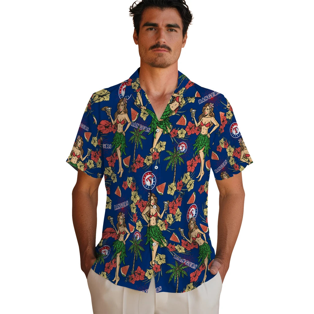 Texas Rangers Hawaiian Shirt - Hawaiian Girls Design | Hula Hawaiian Shirts
