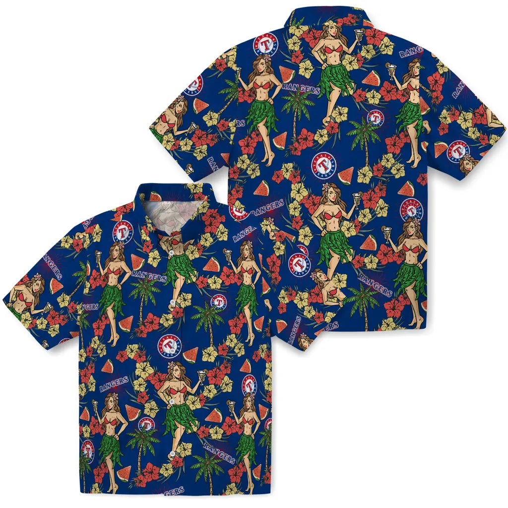Texas Rangers Hawaiian Shirt - Hawaiian Girls Design | Hula Hawaiian Shirts