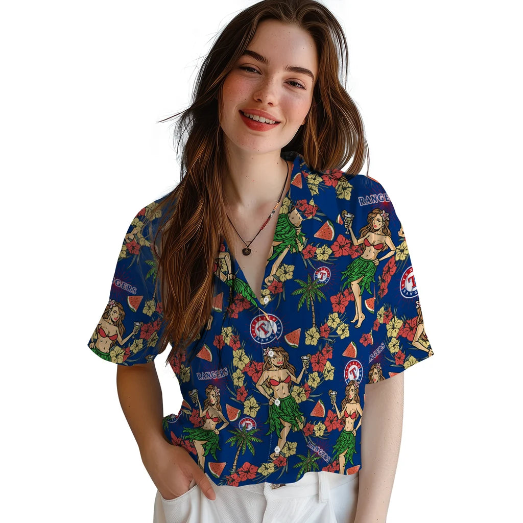 Texas Rangers Hawaiian Shirt - Hawaiian Girls Design | Hula Hawaiian Shirts