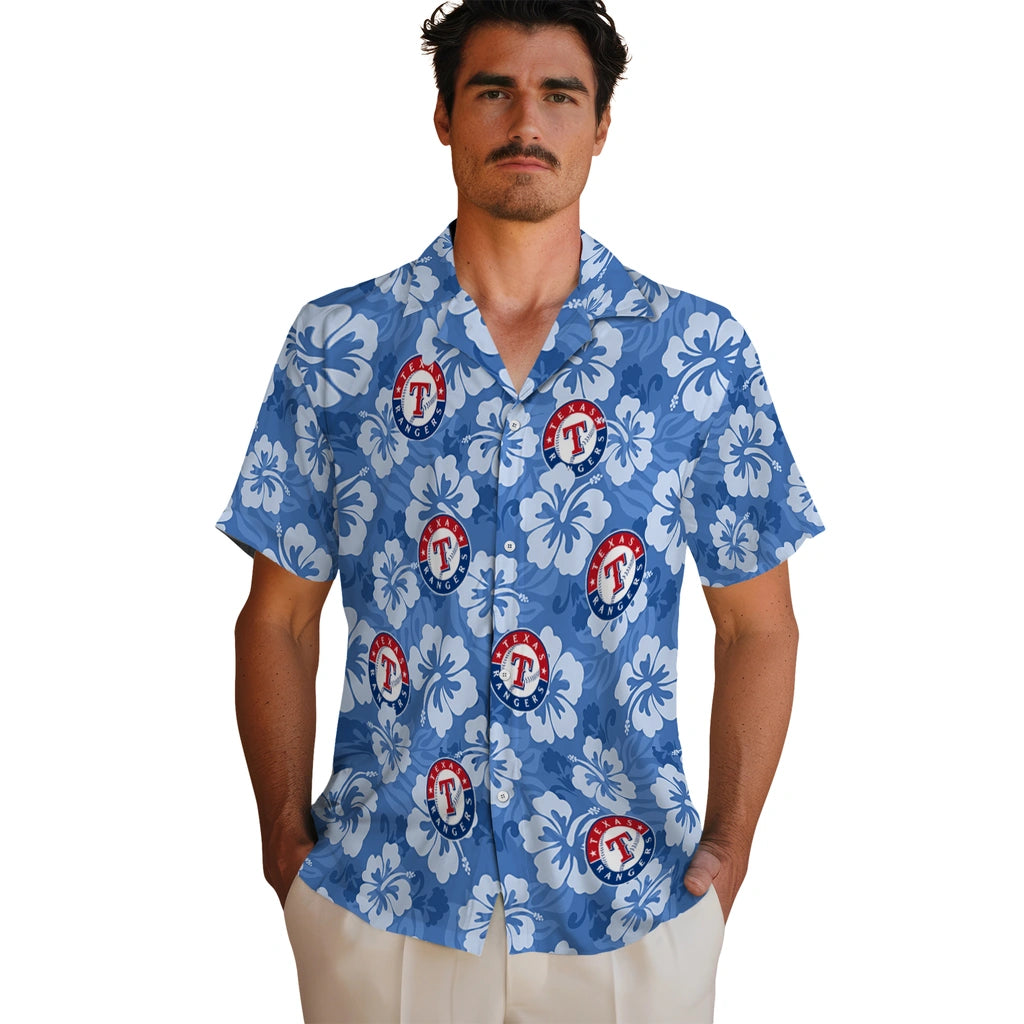 Texas Rangers Hawaiian Shirt - Hibiscus Cluster | Hula Hawaiian Shirts