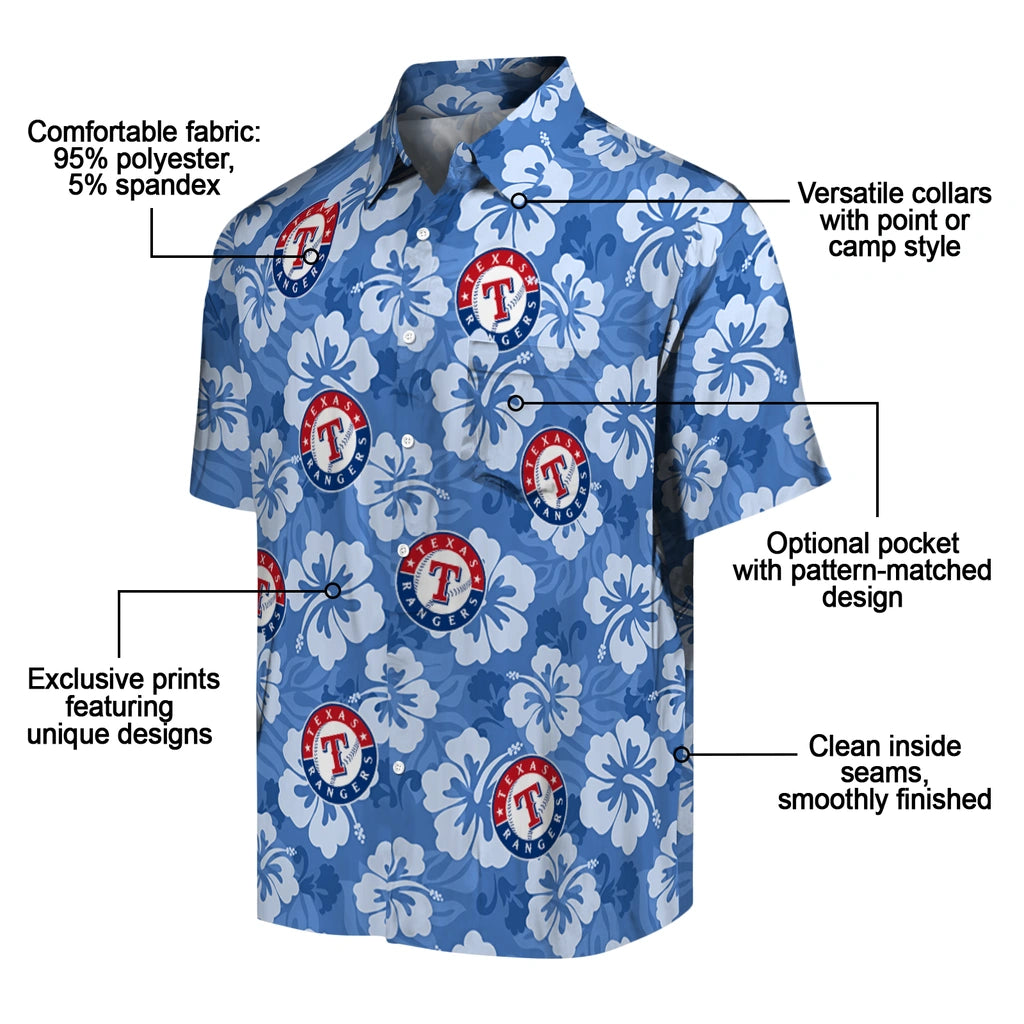 Texas Rangers Hawaiian Shirt - Hibiscus Cluster | Hula Hawaiian Shirts