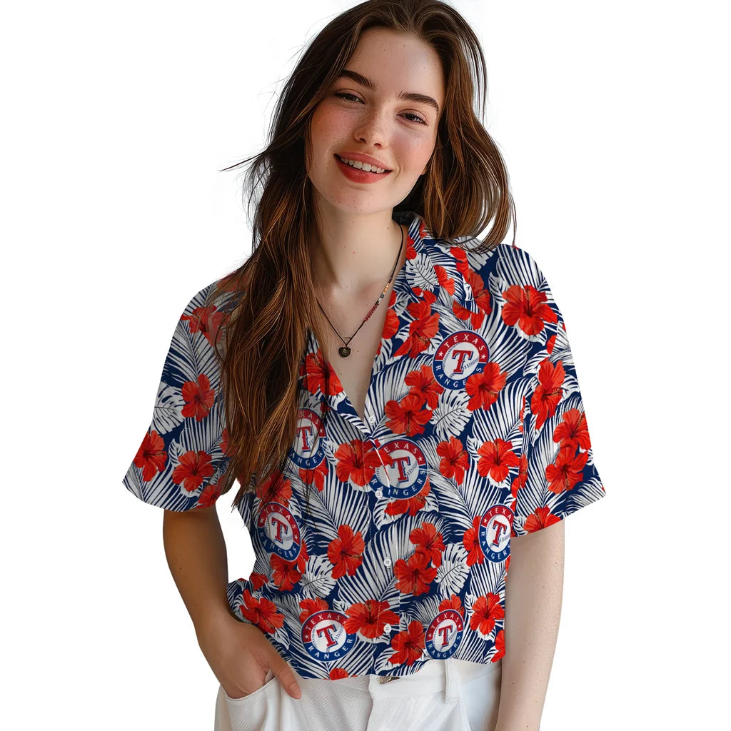 Texas Rangers Hawaiian Shirt - Hibiscus Fiesta | Hula Hawaiian Shirts