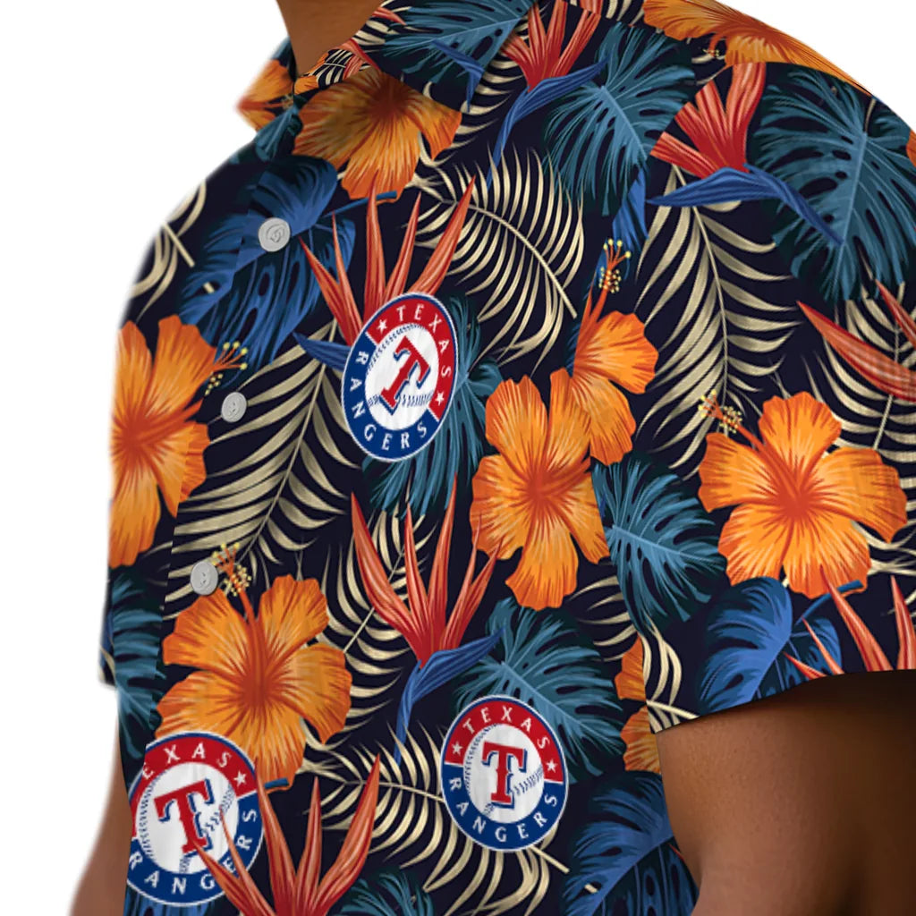 Texas Rangers Hawaiian Shirt - Hibiscus Foliage | Hula Hawaiian Shirts