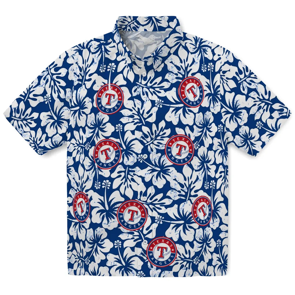 Texas Rangers Hawaiian Shirt - Hibiscus Motif | Hula Hawaiian Shirts