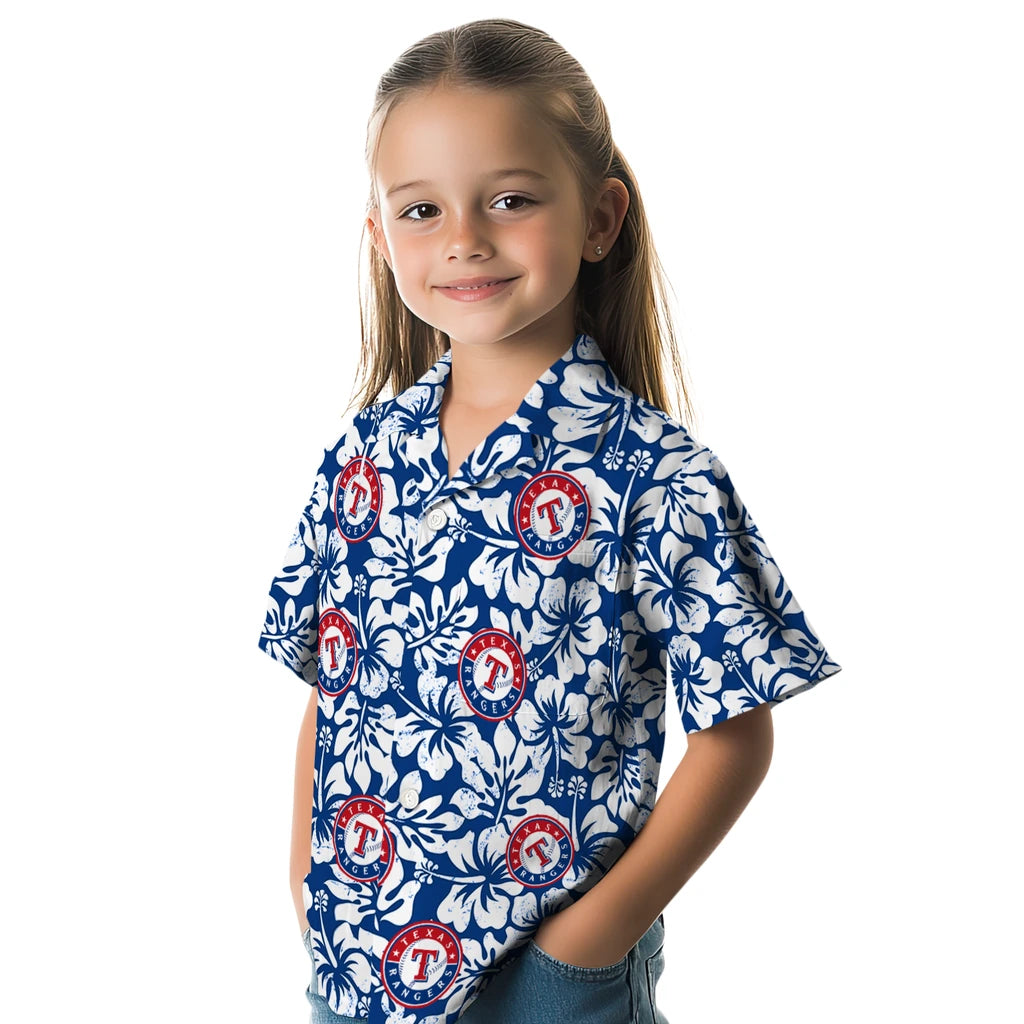 Texas Rangers Hawaiian Shirt - Hibiscus Motif | Hula Hawaiian Shirts