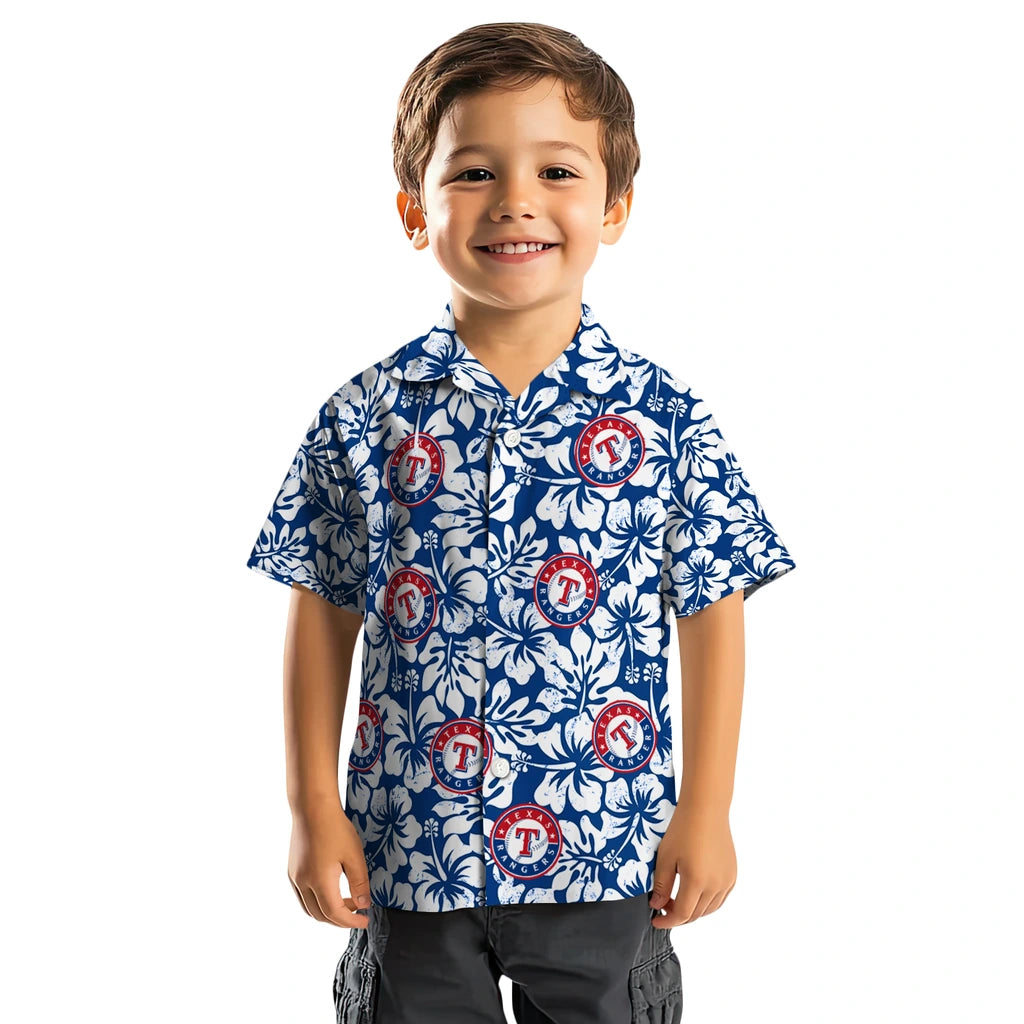 Texas Rangers Hawaiian Shirt - Hibiscus Motif | Hula Hawaiian Shirts