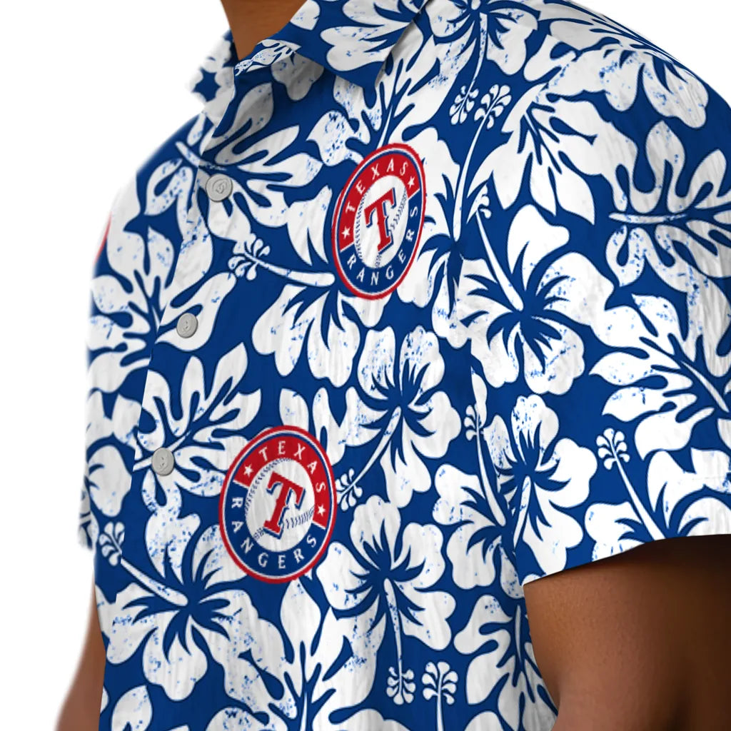 Texas Rangers Hawaiian Shirt - Hibiscus Motif | Hula Hawaiian Shirts