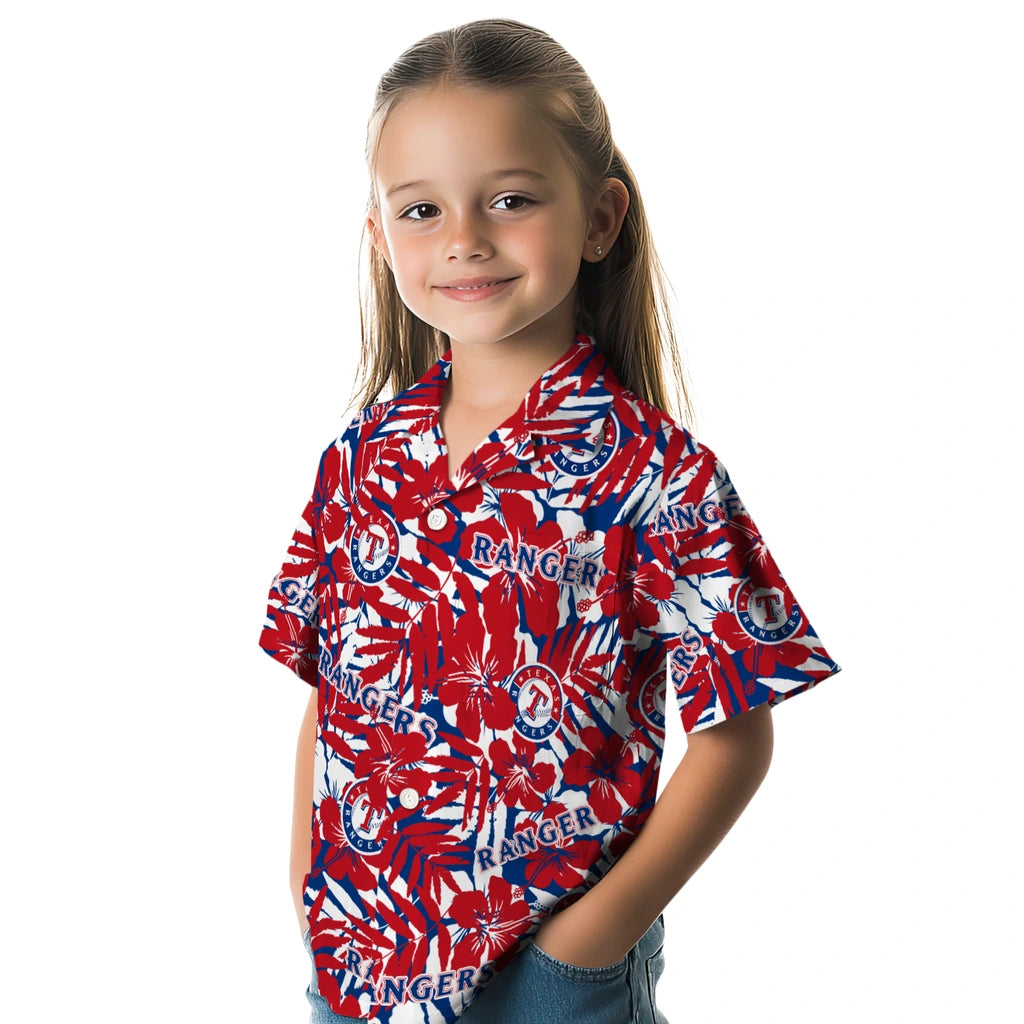 Texas Rangers Hawaiian Shirt - Hibiscus Overlay | Hula Hawaiian Shirts