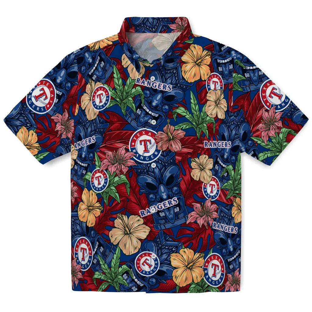 Texas Rangers Hawaiian Shirt - Hibiscus Tiki Jungle | Hula Hawaiian Shirts