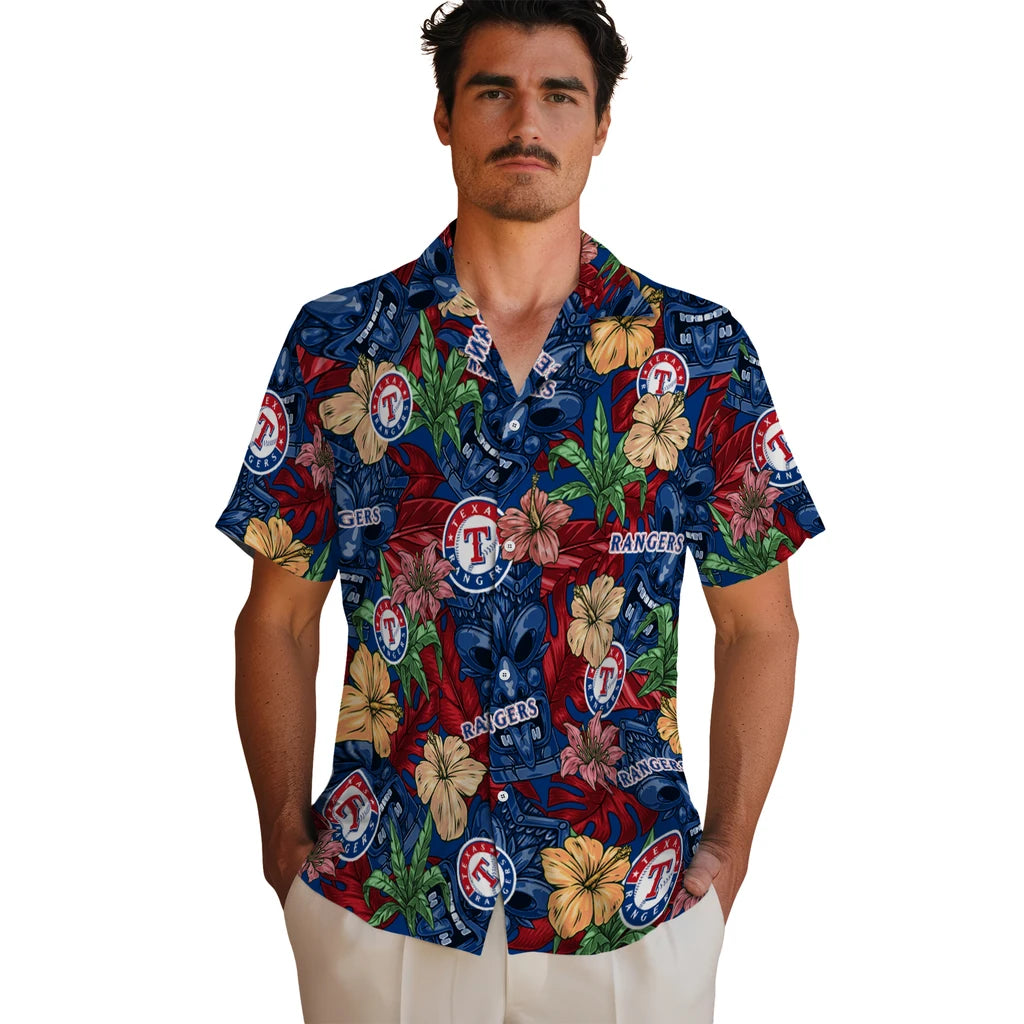 Texas Rangers Hawaiian Shirt - Hibiscus Tiki Jungle | Hula Hawaiian Shirts