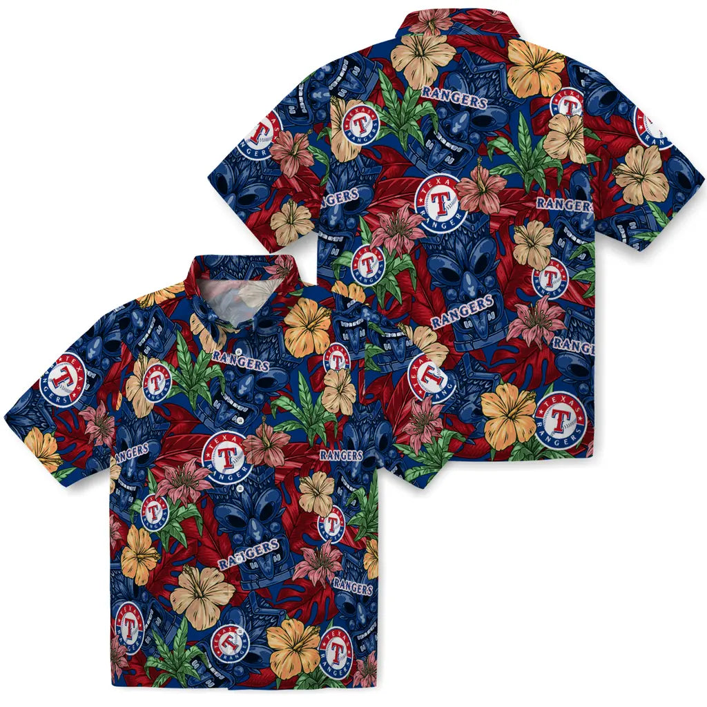 Texas Rangers Hawaiian Shirt - Hibiscus Tiki Jungle | Hula Hawaiian Shirts