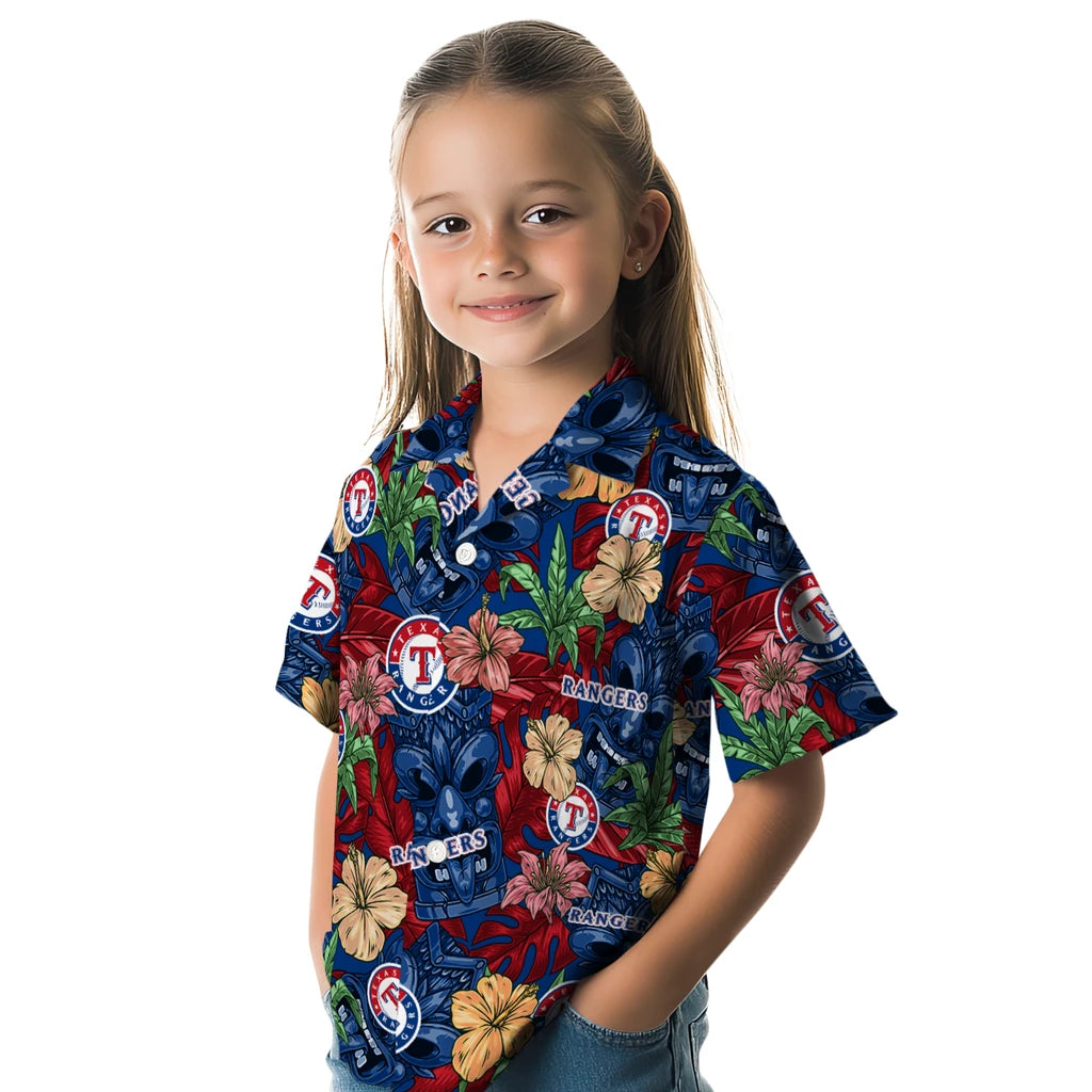 Texas Rangers Hawaiian Shirt - Hibiscus Tiki Jungle | Hula Hawaiian Shirts
