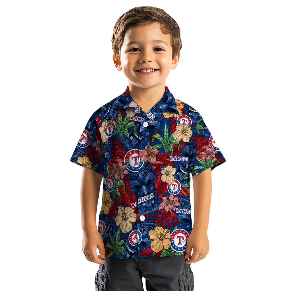 Texas Rangers Hawaiian Shirt - Hibiscus Tiki Jungle | Hula Hawaiian Shirts