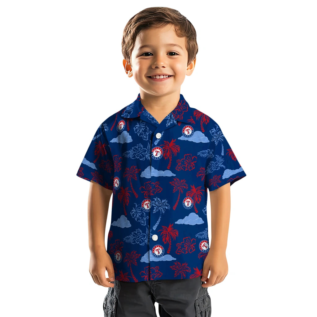 Texas Rangers Hawaiian Shirt - Palm And Clouds | Hula Hawaiian Shirts
