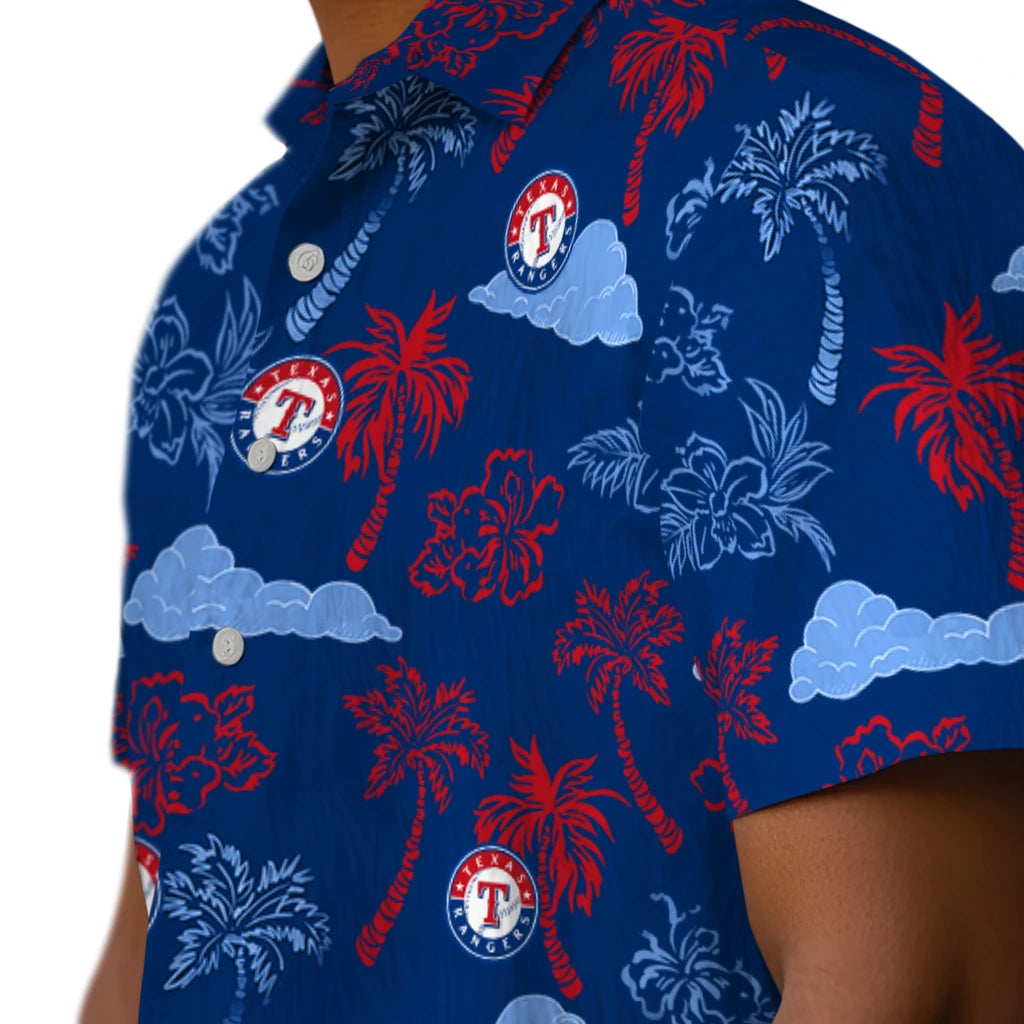 Texas Rangers Hawaiian Shirt - Palm And Clouds | Hula Hawaiian Shirts