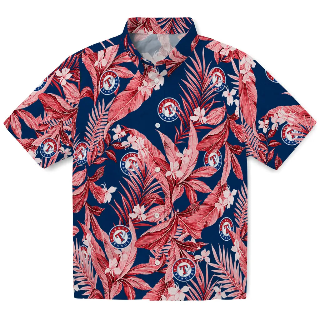 Texas Rangers Hawaiian Shirt - Palm Leaves | Hula Hawaiian Shirts