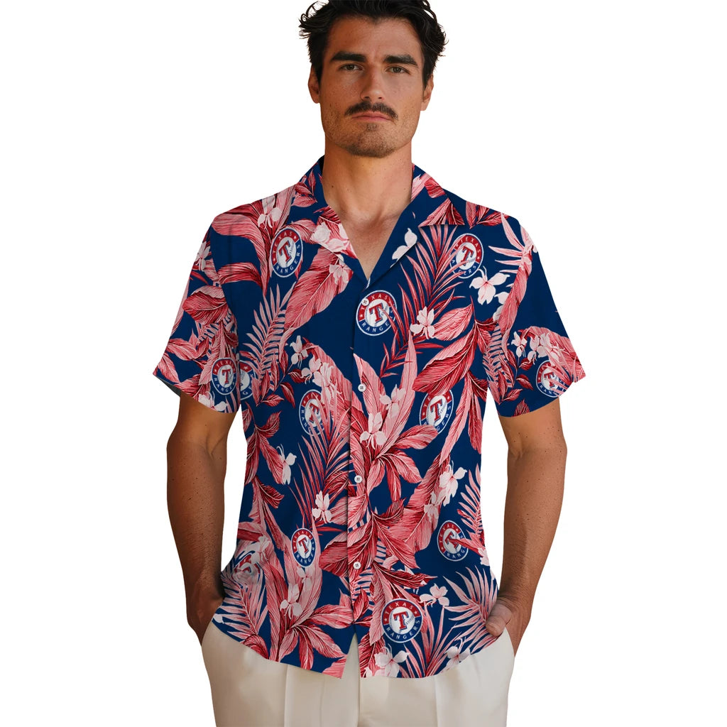 Texas Rangers Hawaiian Shirt - Palm Leaves | Hula Hawaiian Shirts