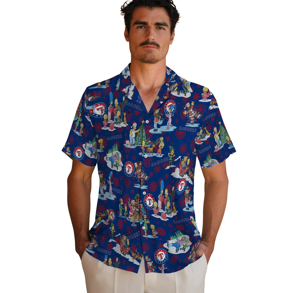 Texas Rangers Hawaiian Shirt - Simpsons Christmas | Hula Hawaiian Shirts
