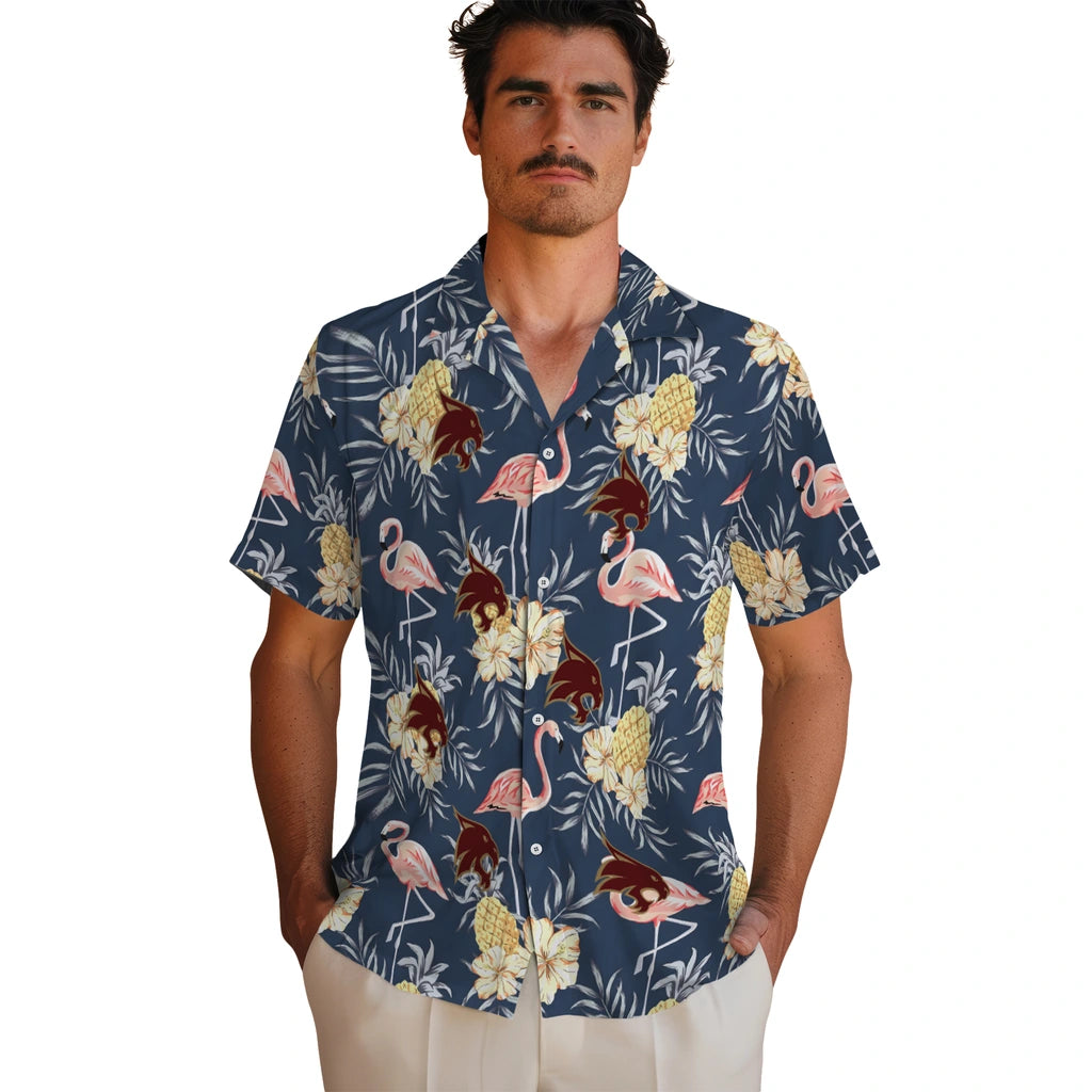 Texas State Bobcats Hawaiian Shirt - Flamingo Hibiscus | Hula Hawaiian Shirts