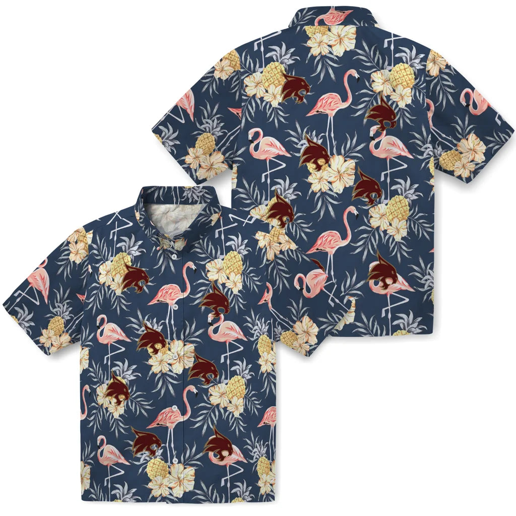 Texas State Bobcats Hawaiian Shirt - Flamingo Hibiscus | Hula Hawaiian Shirts