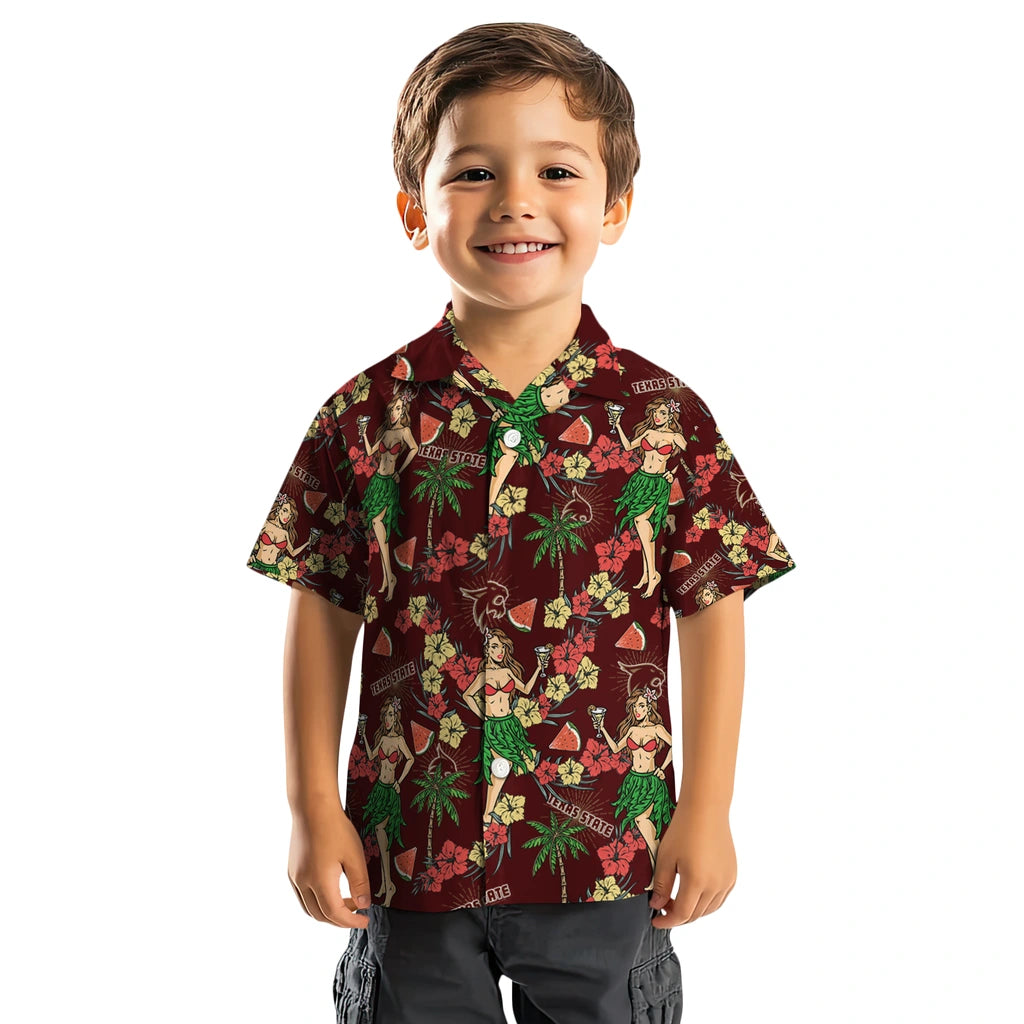 Texas State Bobcats Hawaiian Shirt - Hawaiian Girls Design | Hula Hawaiian Shirts