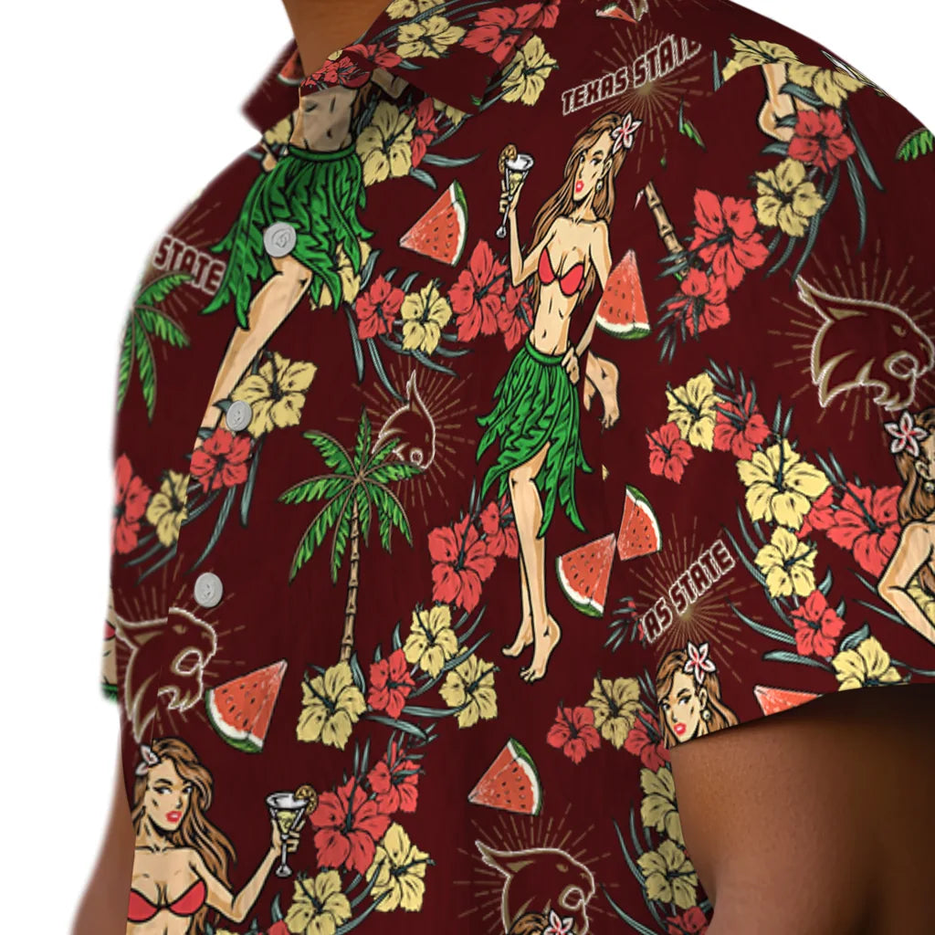 Texas State Bobcats Hawaiian Shirt - Hawaiian Girls Design | Hula Hawaiian Shirts