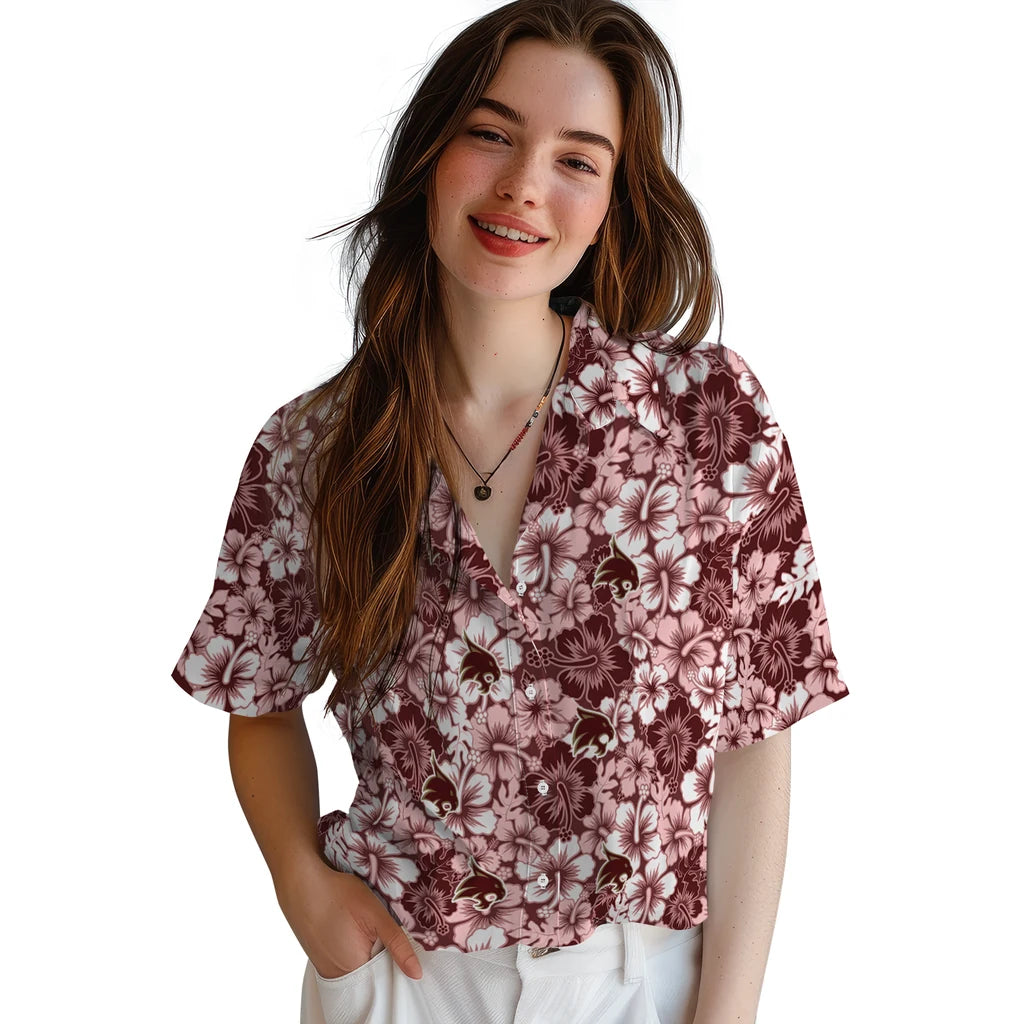 Texas State Bobcats Hawaiian Shirt - Hibiscus Blooms | Hula Hawaiian Shirts