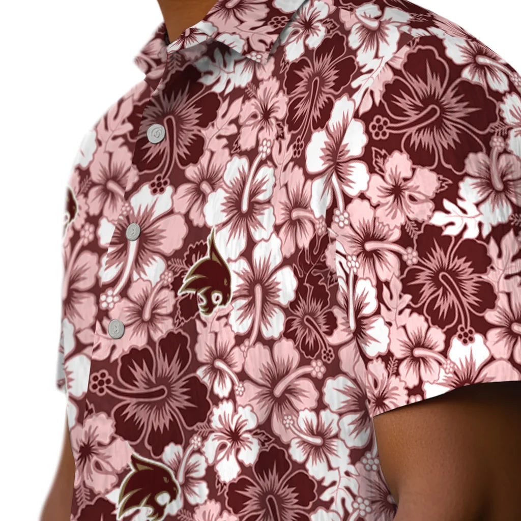 Texas State Bobcats Hawaiian Shirt - Hibiscus Blooms | Hula Hawaiian Shirts