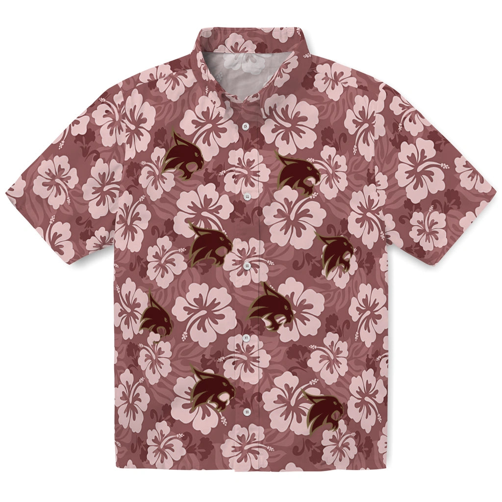 Texas State Bobcats Hawaiian Shirt - Hibiscus Cluster | Hula Hawaiian Shirts