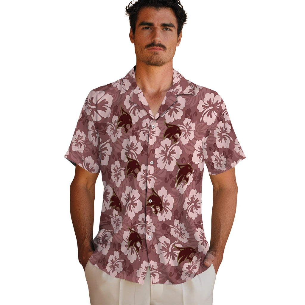 Texas State Bobcats Hawaiian Shirt - Hibiscus Cluster | Hula Hawaiian Shirts