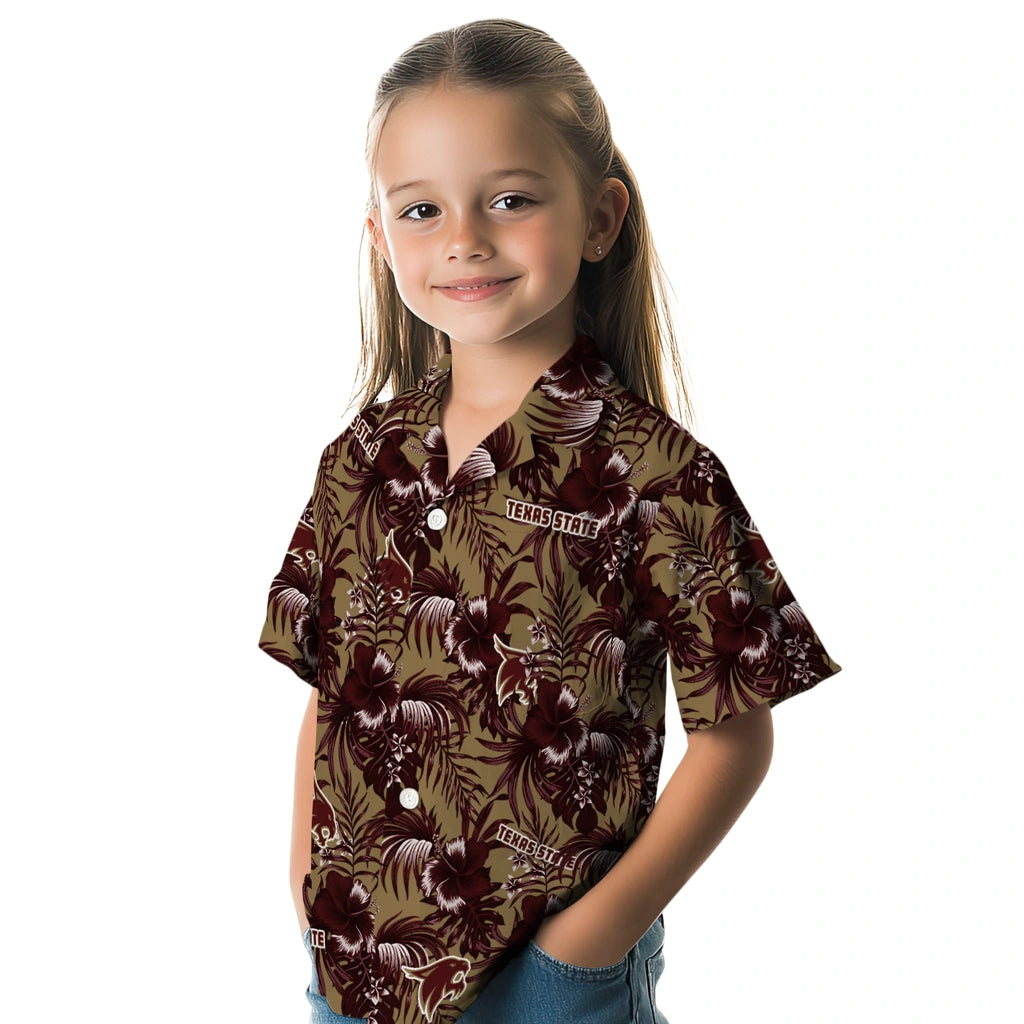 Texas State Bobcats Hawaiian Shirt - Hibiscus Exotic | Hula Hawaiian Shirts