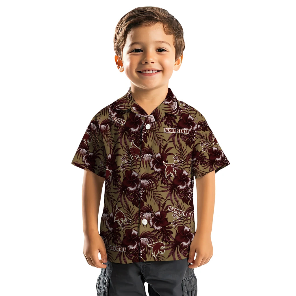 Texas State Bobcats Hawaiian Shirt - Hibiscus Exotic | Hula Hawaiian Shirts