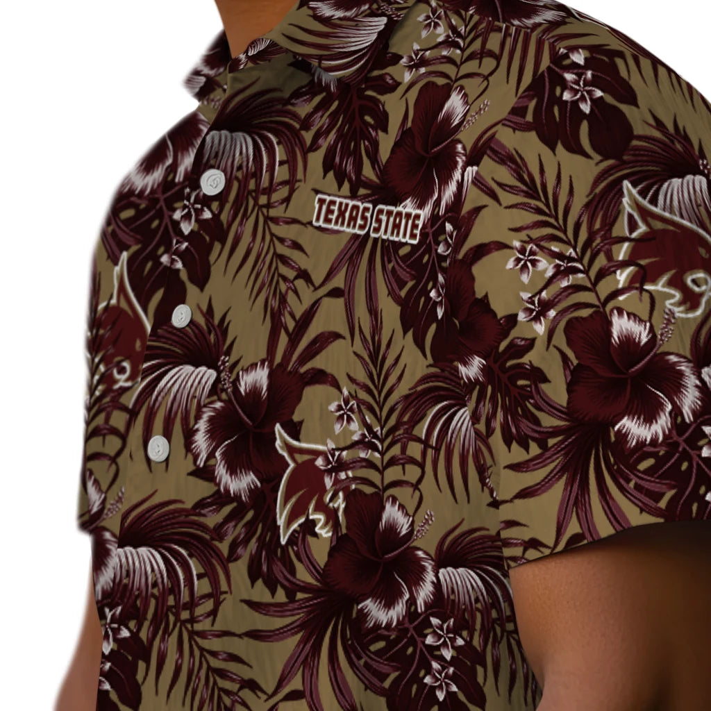 Texas State Bobcats Hawaiian Shirt - Hibiscus Exotic | Hula Hawaiian Shirts