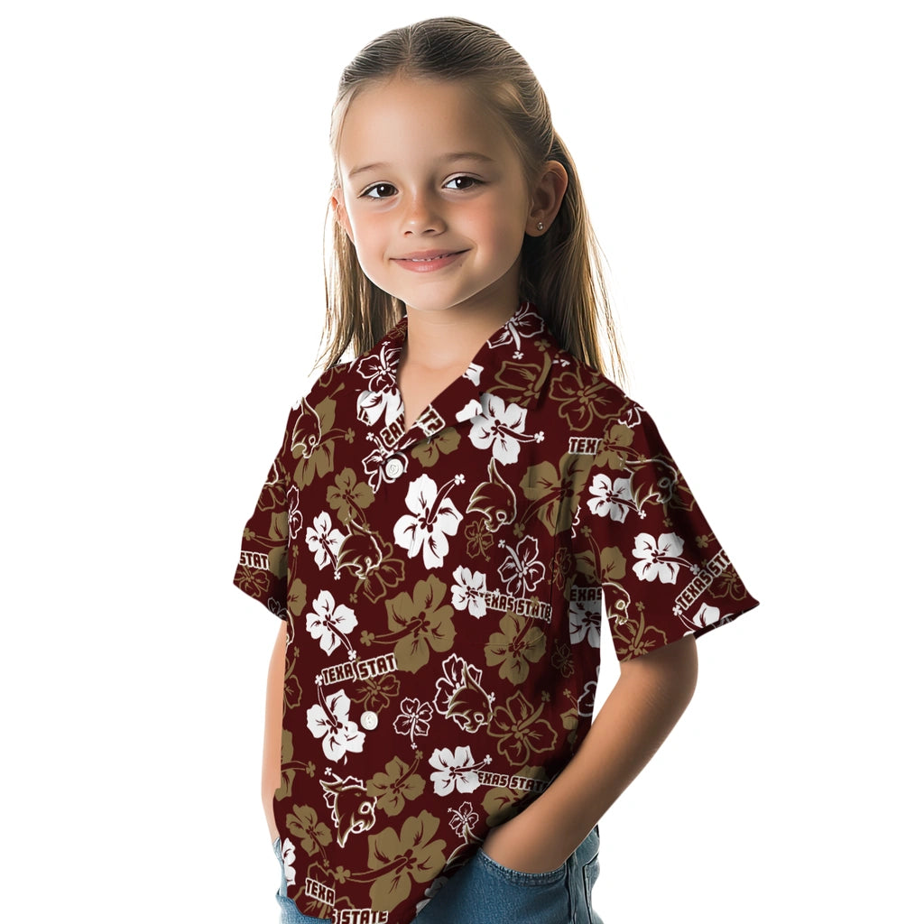 Texas State Bobcats Hawaiian Shirt - Hibiscus Flower Design | Hula Hawaiian Shirts