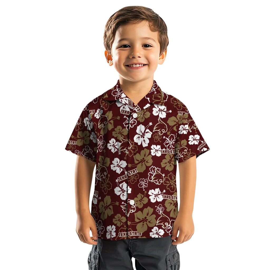 Texas State Bobcats Hawaiian Shirt - Hibiscus Flower Design | Hula Hawaiian Shirts