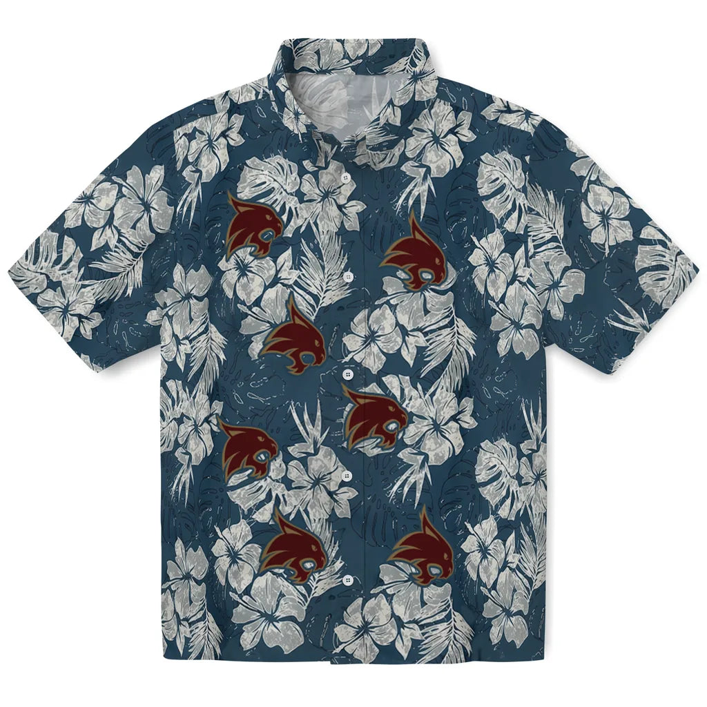Texas State Bobcats Hawaiian Shirt - Hibiscus Flowers | Hula Hawaiian Shirts