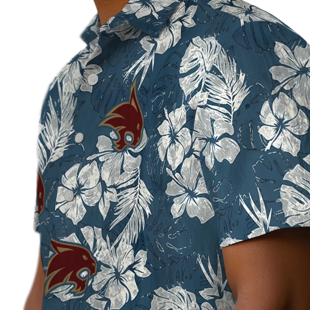 Texas State Bobcats Hawaiian Shirt - Hibiscus Flowers | Hula Hawaiian Shirts
