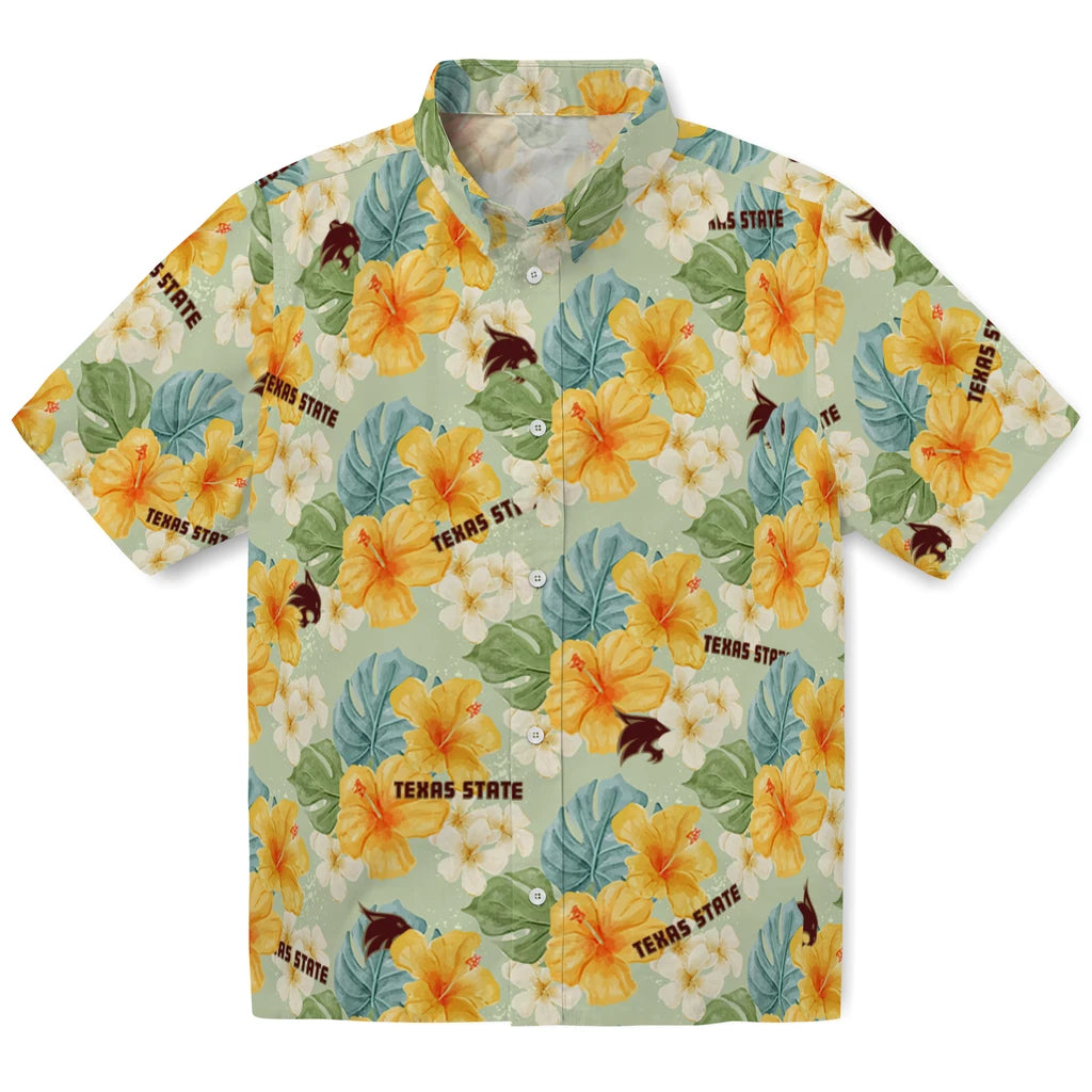 Texas State Bobcats Hawaiian Shirt - Hibiscus Mood | Hula Hawaiian Shirts