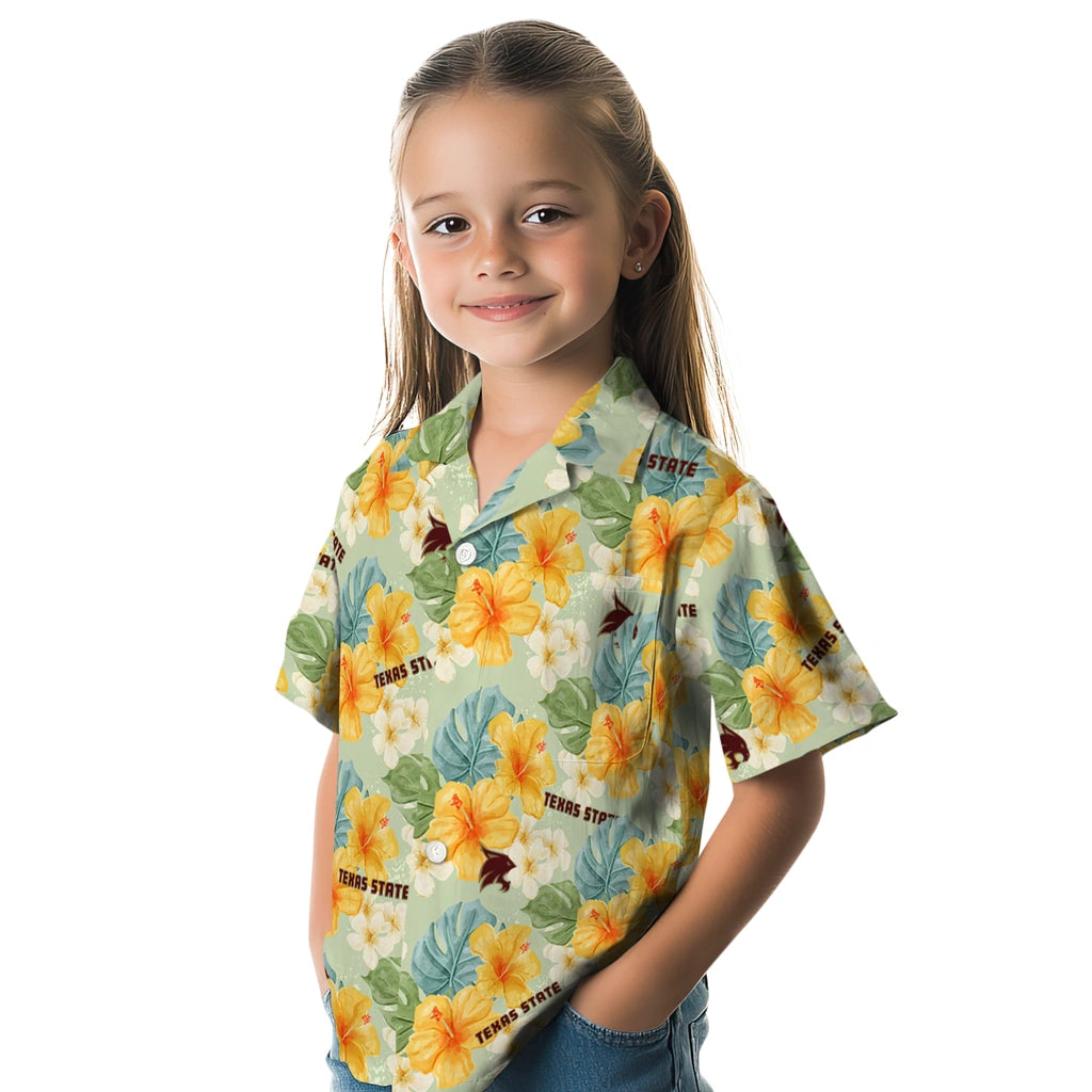 Texas State Bobcats Hawaiian Shirt - Hibiscus Mood | Hula Hawaiian Shirts