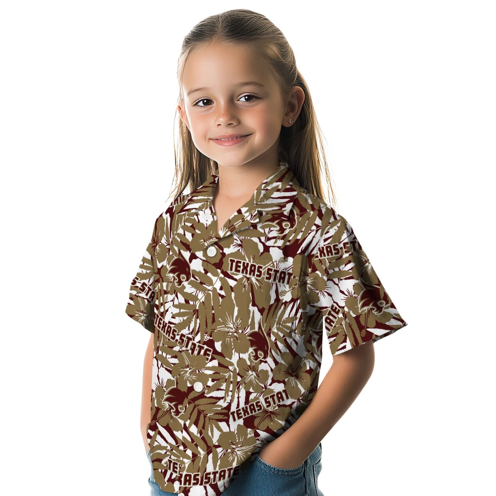 Texas State Bobcats Hawaiian Shirt - Hibiscus Overlay | Hula Hawaiian Shirts