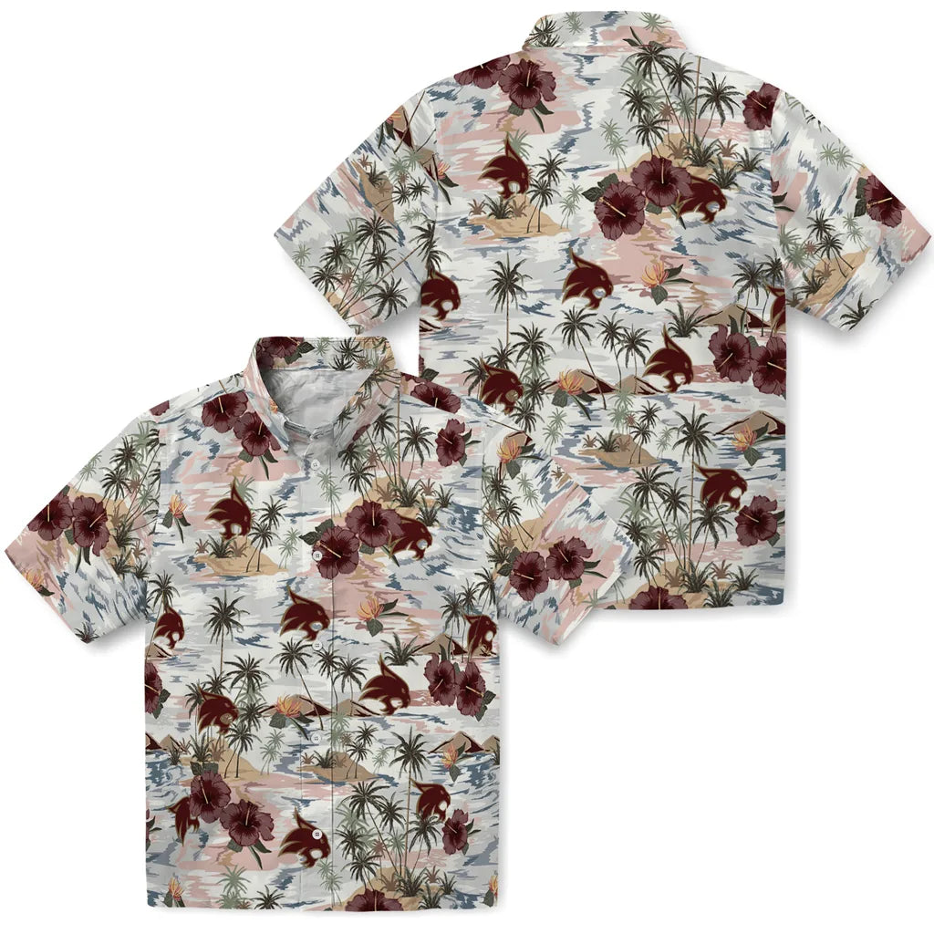 Texas State Bobcats Hawaiian Shirt - Hibiscus Seaside | Hula Hawaiian Shirts